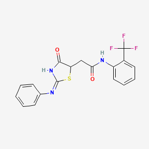 2-[(2E)-4-oxo-2-(phenylimino)-1,3-thiazolidin-5-yl]-N-[2-(trifluoromethyl)phenyl]acetamide