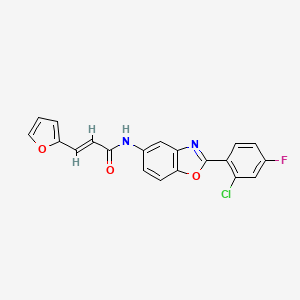 (2E)-N-[2-(2-chloro-4-fluorophenyl)-1,3-benzoxazol-5-yl]-3-(furan-2-yl)prop-2-enamide