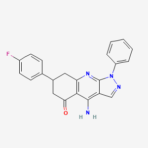 molecular formula C22H17FN4O B11038795 4-Amino-7-(4-fluorophenyl)-1-phenyl-1H,5H,6H,7H,8H-pyrazolo[3,4-B]quinolin-5-one 