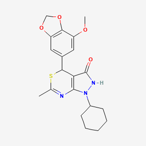 1-cyclohexyl-4-(7-methoxy-1,3-benzodioxol-5-yl)-6-methyl-1,4-dihydropyrazolo[3,4-d][1,3]thiazin-3(2H)-one