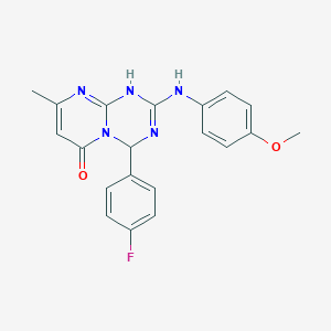 molecular formula C20H18FN5O2 B11038834 4-(4-fluorophenyl)-2-[(4-methoxyphenyl)amino]-8-methyl-1,4-dihydro-6H-pyrimido[1,2-a][1,3,5]triazin-6-one 