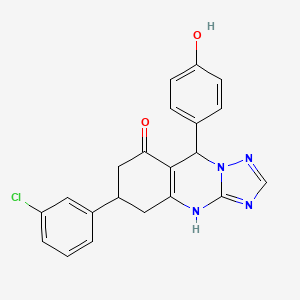 molecular formula C21H17ClN4O2 B11038857 6-(3-chlorophenyl)-9-(4-hydroxyphenyl)-5,6,7,9-tetrahydro[1,2,4]triazolo[5,1-b]quinazolin-8(4H)-one 