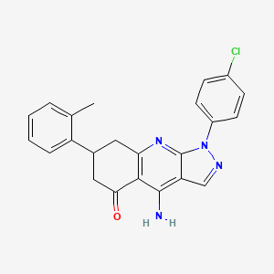 4-Amino-1-(4-chlorophenyl)-7-(2-methylphenyl)-1H,5H,6H,7H,8H-pyrazolo[3,4-B]quinolin-5-one