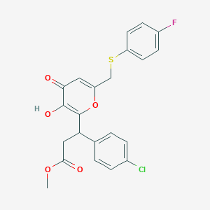 molecular formula C22H18ClFO5S B11038954 methyl 3-(4-chlorophenyl)-3-(6-{[(4-fluorophenyl)sulfanyl]methyl}-3-hydroxy-4-oxo-4H-pyran-2-yl)propanoate 