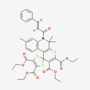 tetraethyl 5',5',8'-trimethyl-6'-[(2E)-3-phenylprop-2-enoyl]-5',6'-dihydrospiro[1,3-dithiole-2,1'-thiopyrano[2,3-c]quinoline]-2',3',4,5-tetracarboxylate