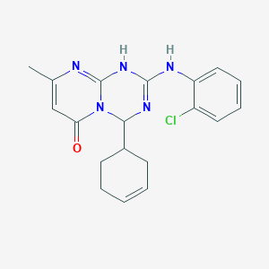 molecular formula C19H20ClN5O B11038995 2-[(2-chlorophenyl)amino]-4-(cyclohex-3-en-1-yl)-8-methyl-1,4-dihydro-6H-pyrimido[1,2-a][1,3,5]triazin-6-one 