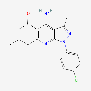 molecular formula C18H17ClN4O B11039016 4-Amino-1-(4-chlorophenyl)-3,7-dimethyl-1H,5H,6H,7H,8H-pyrazolo[3,4-B]quinolin-5-one 