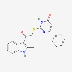 molecular formula C21H17N3O2S B11039065 2-[(4-hydroxy-6-phenylpyrimidin-2-yl)thio]-1-(2-methyl-1H-indol-3-yl)ethanone 