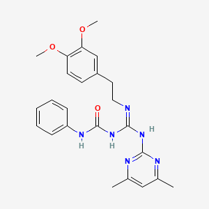 molecular formula C24H28N6O3 B11039071 1-({[2-(3,4-Dimethoxyphenyl)ethyl]amino}[(4,6-dimethylpyrimidin-2-yl)amino]methylidene)-3-phenylurea 