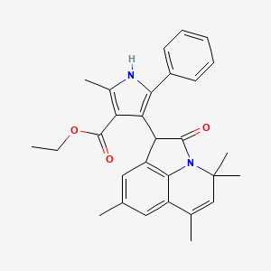 ethyl 2-methyl-5-phenyl-4-(4,4,6,8-tetramethyl-2-oxo-1,2-dihydro-4H-pyrrolo[3,2,1-ij]quinolin-1-yl)-1H-pyrrole-3-carboxylate