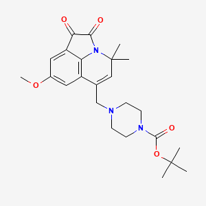 Tert-butyl 4-[(8-methoxy-4,4-dimethyl-1,2-dioxo-1,2-dihydro-4H-pyrrolo[3,2,1-IJ]quinolin-6-YL)methyl]tetrahydro-1(2H)-pyrazinecarboxylate