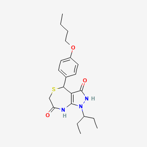 4-(4-butoxyphenyl)-7-hydroxy-1-(pentan-3-yl)-1,2,4,6-tetrahydro-3H-pyrazolo[3,4-e][1,4]thiazepin-3-one