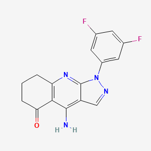 molecular formula C16H12F2N4O B11039195 4-Amino-1-(3,5-difluorophenyl)-1H,5H,6H,7H,8H-pyrazolo[3,4-B]quinolin-5-one 