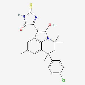 (1Z)-6-(4-chlorophenyl)-4,4,6,8-tetramethyl-1-(5-oxo-2-thioxoimidazolidin-4-ylidene)-5,6-dihydro-4H-pyrrolo[3,2,1-ij]quinolin-2(1H)-one