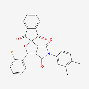 molecular formula C28H20BrNO5 B11039284 3-(2-bromophenyl)-5-(3,4-dimethylphenyl)-3a,6a-dihydrospiro[furo[3,4-c]pyrrole-1,2'-indene]-1',3',4,6(3H,5H)-tetrone 