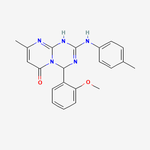 molecular formula C21H21N5O2 B11039312 4-(2-methoxyphenyl)-8-methyl-2-[(4-methylphenyl)amino]-1,4-dihydro-6H-pyrimido[1,2-a][1,3,5]triazin-6-one 