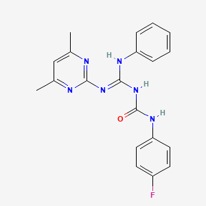 molecular formula C20H19FN6O B11039344 1-[(Z)-[(4,6-dimethylpyrimidin-2-yl)amino](phenylamino)methylidene]-3-(4-fluorophenyl)urea 