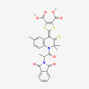 dimethyl 2-{1-[2-(1,3-dioxo-1,3-dihydro-2H-isoindol-2-yl)propanoyl]-2,2,6-trimethyl-3-thioxo-2,3-dihydroquinolin-4(1H)-ylidene}-1,3-dithiole-4,5-dicarboxylate