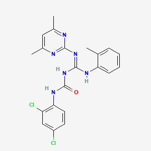 1-(2,4-dichlorophenyl)-3-{(E)-[(4,6-dimethylpyrimidin-2-yl)amino][(2-methylphenyl)amino]methylidene}urea