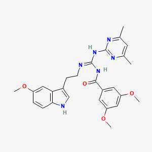 N-[(E)-[(4,6-dimethylpyrimidin-2-yl)amino]{[2-(5-methoxy-1H-indol-3-yl)ethyl]amino}methylidene]-3,5-dimethoxybenzamide