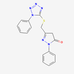 2-phenyl-5-{[(1-phenyl-1H-tetrazol-5-yl)sulfanyl]methyl}-2,4-dihydro-3H-pyrazol-3-one