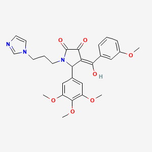 molecular formula C27H29N3O7 B11039454 3-hydroxy-1-[3-(1H-imidazol-1-yl)propyl]-4-[(3-methoxyphenyl)carbonyl]-5-(3,4,5-trimethoxyphenyl)-1,5-dihydro-2H-pyrrol-2-one 