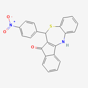 molecular formula C22H14N2O3S B11039461 6-(4-nitrophenyl)-6H-benzo[b]indeno[1,2-e][1,4]thiazepin-5-ol 