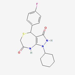 molecular formula C18H20FN3O2S B11039489 1-cyclohexyl-4-(4-fluorophenyl)-3-hydroxy-4,8-dihydro-1H-pyrazolo[3,4-e][1,4]thiazepin-7(6H)-one 