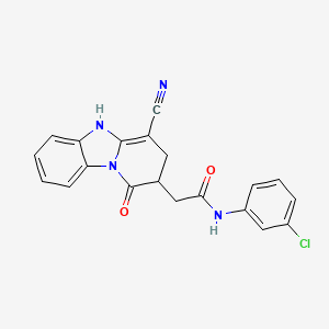 molecular formula C20H15ClN4O2 B11039519 N-(3-chlorophenyl)-2-(4-cyano-1-oxo-1,2,3,5-tetrahydropyrido[1,2-a]benzimidazol-2-yl)acetamide 