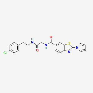 molecular formula C22H19ClN4O2S B11039525 N-(2-{[2-(4-chlorophenyl)ethyl]amino}-2-oxoethyl)-2-(1H-pyrrol-1-yl)-1,3-benzothiazole-6-carboxamide 