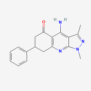 molecular formula C18H18N4O B11039532 4-Amino-1,3-dimethyl-7-phenyl-1H,5H,6H,7H,8H-pyrazolo[3,4-B]quinolin-5-one 