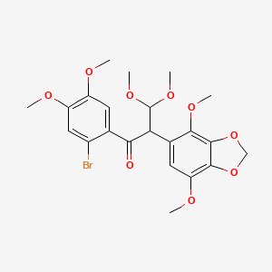 molecular formula C22H25BrO9 B11039534 1-(2-Bromo-4,5-dimethoxyphenyl)-2-(4,7-dimethoxy-1,3-benzodioxol-5-yl)-3,3-dimethoxypropan-1-one 