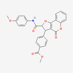 molecular formula C27H21NO7 B11039550 methyl 4-{2-[(4-methoxyphenyl)carbamoyl]-4-oxo-2,3-dihydro-4H-furo[3,2-c]chromen-3-yl}benzoate 