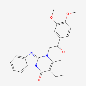 molecular formula C23H23N3O4 B11039552 1-[2-(3,4-dimethoxyphenyl)-2-oxoethyl]-3-ethyl-2-methylpyrimido[1,2-a]benzimidazol-4(1H)-one 