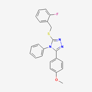 molecular formula C22H18FN3OS B11039559 3-{[(2-fluorophenyl)methyl]sulfanyl}-5-(4-methoxyphenyl)-4-phenyl-4H-1,2,4-triazole 