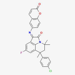 molecular formula C29H22ClFN2O3 B11039563 (1E)-6-(4-chlorophenyl)-8-fluoro-4,4,6-trimethyl-1-[(2-oxo-2H-chromen-6-yl)imino]-5,6-dihydro-4H-pyrrolo[3,2,1-ij]quinolin-2(1H)-one 