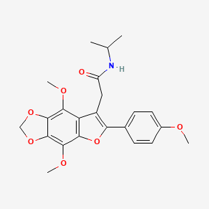 molecular formula C23H25NO7 B11039594 2-[4,8-Dimethoxy-6-(4-methoxyphenyl)furo[2,3-F][1,3]benzodioxol-7-YL]-N~1~-isopropylacetamide 