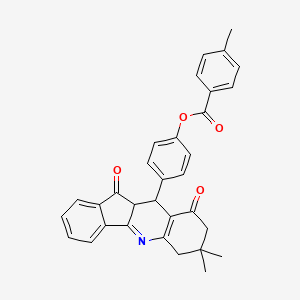 molecular formula C32H27NO4 B11039602 4-(7,7-dimethyl-9,11-dioxo-7,8,9,10,10a,11-hexahydro-6H-indeno[1,2-b]quinolin-10-yl)phenyl 4-methylbenzoate 