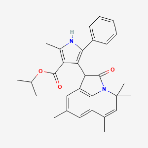 molecular formula C30H32N2O3 B11039606 propan-2-yl 2-methyl-5-phenyl-4-(4,4,6,8-tetramethyl-2-oxo-1,2-dihydro-4H-pyrrolo[3,2,1-ij]quinolin-1-yl)-1H-pyrrole-3-carboxylate 