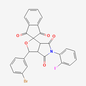 molecular formula C26H15BrINO5 B11039631 3-(3-bromophenyl)-5-(2-iodophenyl)-3a,6a-dihydrospiro[furo[3,4-c]pyrrole-1,2'-indene]-1',3',4,6(3H,5H)-tetrone 