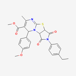 methyl 4-(4-ethylphenyl)-12-(4-methoxyphenyl)-10-methyl-3,5-dioxo-7-thia-1,4,9-triazatricyclo[6.4.0.02,6]dodeca-8,10-diene-11-carboxylate