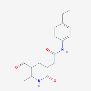 molecular formula C18H22N2O3 B11039649 2-(5-acetyl-6-methyl-2-oxo-1,2,3,4-tetrahydropyridin-3-yl)-N-(4-ethylphenyl)acetamide 