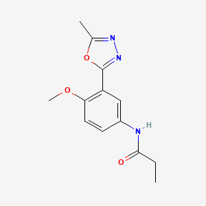 molecular formula C13H15N3O3 B11039669 N-[4-methoxy-3-(5-methyl-1,3,4-oxadiazol-2-yl)phenyl]propanamide 