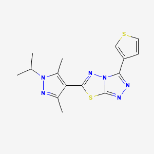 molecular formula C15H16N6S2 B11039679 6-[3,5-dimethyl-1-(propan-2-yl)-1H-pyrazol-4-yl]-3-(thiophen-3-yl)[1,2,4]triazolo[3,4-b][1,3,4]thiadiazole 