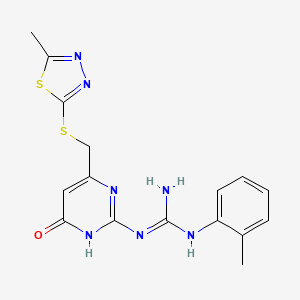 1-(2-Methylphenyl)-3-(4-{[(5-methyl-1,3,4-thiadiazol-2-yl)sulfanyl]methyl}-6-oxo-1,6-dihydropyrimidin-2-yl)guanidine