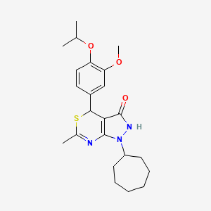 molecular formula C23H31N3O3S B11039729 1-cycloheptyl-4-[3-methoxy-4-(propan-2-yloxy)phenyl]-6-methyl-1,4-dihydropyrazolo[3,4-d][1,3]thiazin-3(2H)-one 