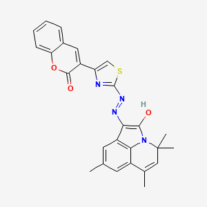 4,4,6,8-Tetramethyl-1-{[4-(2-oxo-2H-chromen-3-YL)-1,3-thiazol-2-YL]hydrazono}-4H-pyrrolo[3,2,1-IJ]quinolin-2(1H)-one