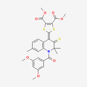 molecular formula C28H27NO7S3 B11039791 dimethyl 2-{1-[(3,5-dimethoxyphenyl)carbonyl]-2,2,7-trimethyl-3-thioxo-2,3-dihydroquinolin-4(1H)-ylidene}-1,3-dithiole-4,5-dicarboxylate 