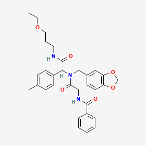 molecular formula C31H35N3O6 B11039810 N-{2-[(1,3-benzodioxol-5-ylmethyl){2-[(3-ethoxypropyl)amino]-1-(4-methylphenyl)-2-oxoethyl}amino]-2-oxoethyl}benzamide 