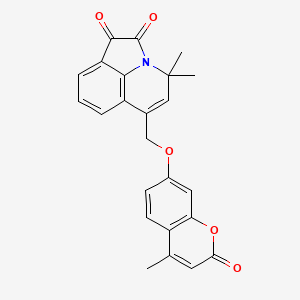 molecular formula C24H19NO5 B11039818 4,4-dimethyl-6-{[(4-methyl-2-oxo-2H-chromen-7-yl)oxy]methyl}-4H-pyrrolo[3,2,1-ij]quinoline-1,2-dione 